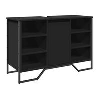 Qnhdfrt Meuble de lavabo noir 91 x 35 x 60 cm - En bois avec cadre en métal - Meuble de salle de bain moderne pour petites salles de bain - Avec espace de rangement et design peu encombrant - Pour