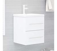 Qnhdfrt Meuble de salle de bain avec bac encastrable, 41 x 38,5 x 48 cm, blanc, matériau dérivé du bois, céramique, moderne, peu encombrant, meuble de salle de bain, pour invités, WC, couloir