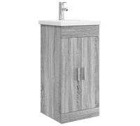 Qnhdfrt Meuble de Salle de Bain avec Vasque et Robinet Intégrés - Armoire de Rangement en Bois dIngénierie Gris Sonoma - 42x40x84,5 cm Compact Petit Espace Style Moderne Contemporain