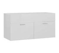 Qnhdfrt Meuble de salle de bain moderne avec 2 portes, pour petites salles de bains et WC d'invités - Blanc brillant - 90 x 38,5 x 46 cm