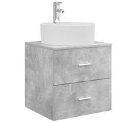 Qnhdfrt Meuble Lavabo Mural Gris Béton 49,5x44,5x65 cm, Vanité de Salle de Bain Suspendu en Bois d'Ingénierie avec 2 Tiroirs et Vasque Intégrée, Idéal pour Petits Espaces et Maison en Ville