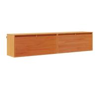 Qnhdfrt Meuble Mural avec Étagère 2 Pcs, Armoire Suspendue en Bois de Pin Massif Cire Marron 80x30x35 cm, Cabinet de Rangement Flottant pour Salon, Chambre et Entrée