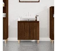 Qnhdfrt Meuble sous lavabo, marron, aspect chêne, 58 x 33 x 60 cm, avec grand espace de rangement et pieds en bois solides, attrayante armoire de salle de bain pour mettre de l'ordre dans la salle de