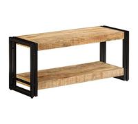 Qnhdfrt Meuble TV 90 x 30 x 40 cm en bois massif de mangue - Pieds en fer - Aspect vintage - Espace de rangement pour salon, couloir, chambre à coucher