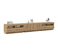 Qnhdfrt Meuble TV avec éclairage LED - Chêne artisanal - 260 x 35 x 40 cm - Espace de rangement - Buffet TV pour salon