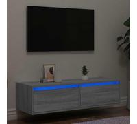 Qnhdfrt Meuble TV avec éclairage LED - Gris Sonoma - 100 x 35,5 x 25 cm - Buffet bas pour salon