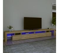 Qnhdfrt Meuble TV avec éclairage LED RVB - Bois de chêne Sonoma - 290 x 36,5 x 40 cm - Meuble bas moderne avec espace de rangement pour salon