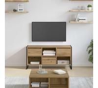 Qnhdfrt Meuble TV bas 100 x 36 x 49,5 cm - Artisanat en chêne - Avec tiroir - Design industriel moderne pour salon, bureau, couloir