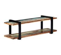 Qnhdfrt Meuble TV bas 130 x 40 x 40 cm en bois recyclé massif avec pieds en fer, design industriel avec étagère, peu encombrant pour petit salon, chambre à coucher et espace de divertissement