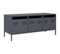Qnhdfrt Meuble TV bas - Anthracite - 101,5 x 39 x 43,5 cm - En acier laminé à froid - Design industriel avec 3 tiroirs - Pieds réglables - Buffet moderne pour salon et chambre à coucher