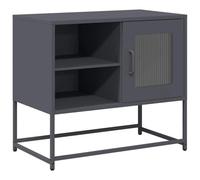 Qnhdfrt Meuble TV bas, anthracite, 68 x 39 x 60,5 cm, en acier laminé à froid, avec 1 porte et 2 étagères, robuste, design industriel, pour salon, chambre à coucher, couloir