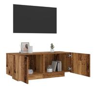 Qnhdfrt Meuble TV bas aspect bois vieilli 100 x 35 x 40 cm double armoire design avec espace de rangement pour salon