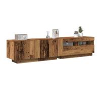 Qnhdfrt Meuble TV bas avec éclairage LED RVB - Bois de chêne artisanal - 180 x 35 x 40 cm - Espace de rangement pour salon
