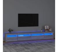 Qnhdfrt Meuble TV bas avec éclairage LED RVB en bois Sonoma gris 270 cm de large - Espace de rangement pour salon