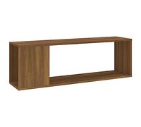 Qnhdfrt Meuble TV Bas Chêne Marron 100x24x32 cm, Banc Télévision en Bois d'Ingénierie avec 2 Étagères de Rangement Multimédia Spacieuses pour Salon, Chambre et Studio