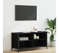 Qnhdfrt Meuble TV bas - Chêne noir - 100 x 40 x 50 cm - Matériau du bois avec 4 étagères et pieds en métal - Design moderne - Grande capacité de charge - Pour salon, chambre à coucher, studio