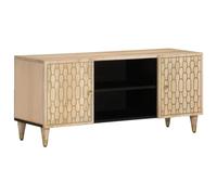 Qnhdfrt Meuble TV bas en bois massif 105 x 33 x 46 cm avec motif sculpté à la main pour salon