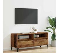 Qnhdfrt Meuble TV bas en bois recyclé 100 x 34,5 x 44,5 cm - Bois/fer - Étagère et tiroir - Pour salon, chambre à coucher et couloir