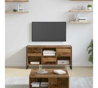 Qnhdfrt Meuble TV bas en bois recyclé - 100 x 36 x 49,5 cm - Matériau du bois avec tiroir - Buffet industriel - Robuste et moderne - Pour salon, chambre, bureau