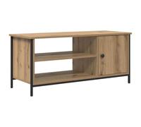 Qnhdfrt Meuble TV bas en chêne artisan - 100 x 40 x 45 cm - Moderne - Avec pieds en acier et 2 étagères - Espace de rangement pour salon, chambre à coucher, couloir