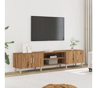 Qnhdfrt Meuble TV bas, en chêne artisanal, 180 cm, avec pieds en bois massif, espace de rangement pour le salon