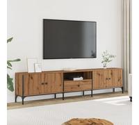 Qnhdfrt Meuble TV bas, en chêne artisanal, 200 x 25 x 44 cm, avec tiroir, design robuste, pour le salon, espace de rangement