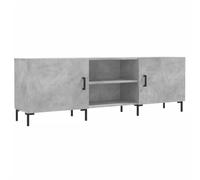 Qnhdfrt Meuble TV bas, gris béton, 150 x 30 x 50 cm, en bois dérivé du bois et fer, design moderne, avec 4 compartiments et porte, meuble TV pour salon, couloir ou chambre à coucher