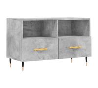Qnhdfrt Meuble TV bas gris béton 80 x 36 x 50 cm en bois avec pieds en fer - Grand buffet pour téléviseur - Design moderne - Robuste - Pour salon, chambre à coucher, couloir