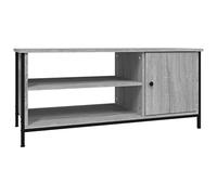 Qnhdfrt Meuble TV bas gris sonoma 100 x 40 x 45 cm Matériau du bois avec pieds en métal Design moderne robuste et durable Meuble TV avec 3 compartiments pour salon, chambre à coucher, couloir