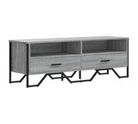 Qnhdfrt Meuble TV bas gris sonoma 122 x 34 x 41 cm - Panneau en bois massif avec poignées en métal - Buffet moderne - Pour salon, chambre à coucher, bureau