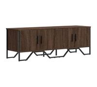 Qnhdfrt Meuble TV bas marron chêne 122 x 34 x 41 cm en bois avec poignées en métal - Charge maximale : 60 kg - Buffet moderne avec espace de rangement pour salon, chambre à coucher, couloir