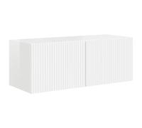 Qnhdfrt Meuble TV bas - Montage mural - Blanc brillant - 78,5 x 31 x 29,5 cm - En bois - Avec 2 étagères et porte à 90° - Design peu encombrant - Pour salon, chambre à coucher, couloir
