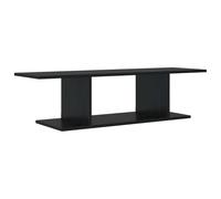 Qnhdfrt Meuble TV bas noir 103 x 30 x 26,5 cm en bois robuste avec deux étagères, design moderne pour salon, couloir et chambre à coucher