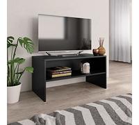 Qnhdfrt Meuble TV bas noir 80 x 40 x 40 cm en matériau dérivé du bois avec compartiment ouvert - Design moderne - Robuste et facile à nettoyer - Pour le salon