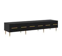 Qnhdfrt Meuble TV - Chêne noir - 150 x 36 x 30 cm - Avec tiroir et 3 étagères - Meuble bas moderne en bois pour salon, couloir et chambre à coucher - 60 kg maximum