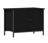 Qnhdfrt Meuble TV Chêne Noir 60x35x45 cm en Bois d'Ingénierie - Petit Buffet Bas de Salon Moderne et Minimaliste avec 2 Portes et 1 Étagère de Rangement pour Décodeur et Console
