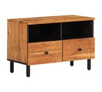 Qnhdfrt Meuble TV en Bois d'Acacia Massif, Petit Buffet Télévision Industriel 70x33x46 cm avec Pieds en Fer et Compartiment de Rangement pour Salon et Chambre