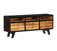 Qnhdfrt Meuble TV en bois massif Mango - Design rétro - 120 x 30 x 50 cm - Avec tiroirs et compartiments - Buffet bas élégant pour le salon