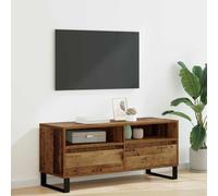 Qnhdfrt Meuble TV en bois recyclé - 100 x 34,5 x 44,5 cm - En bois composite et fer - Meuble bas avec 1 tiroir et 1 étagère - Design moderne robuste et durable - Pour salon, couloir, chambre à coucher