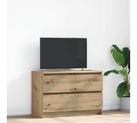 Qnhdfrt Meuble TV en chêne artisanal, 80 x 35 x 54 cm, avec 2 tiroirs, en matériau dérivé du bois, pour salon et chambre à coucher, design moderne, robuste et durable