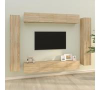 Qnhdfrt Meuble TV en chêne Sonoma - Montage mural - 4 x 100 x 30 x 30 cm et 4 x 30,5 x 30 x 90 cm - Design moderne avec espace de rangement pour le salon