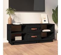 Qnhdfrt Meuble TV en pin massif noir 100 x 34 x 40 cm - Meuble de salon stable avec beaucoup d'espace de rangement et aspect rustique pour télévision et électronique grand public