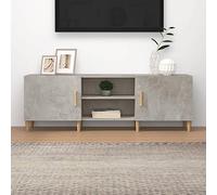 Qnhdfrt Meuble TV gris béton 150 x 30 x 50 cm en bois composite et bois massif d'eucalyptus - Meuble bas classique avec espace de rangement pour téléviseurs et médias dans le salon