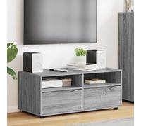 Qnhdfrt Meuble TV gris Sonoma - 100 x 48 x 43 cm - En matériau dérivé du bois - Moderne - Avec tiroir et 2 étagères - Commode TV stable pour salon, bureau, couloir