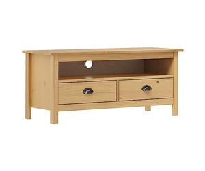 Qnhdfrt Meuble TV Hill Range en Bois de Pin Massif Marron Miel 110x40x47cm, Buffet Bas avec 2 Tiroirs et Compartiment de Rangement, Meuble Bas de Salon Rustique et Robuste pour Décoration d'Intérieur