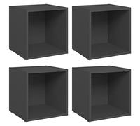 Qnhdfrt Meuble TV Lot de 4 Gris, Meuble Salon Moderne en Bois d'Ingénierie 37x35x37 cm, Petit Meuble de Rangement au Sol pour Décodeur et Livres