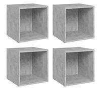 Qnhdfrt Meuble TV Lot de 4, Petit Meuble de Rangement Salon en Bois dIngénierie, Buffet Bas Salon pour Décodeur et Livres, Table Basse Télévision Design Moderne, Gris Béton, 37x35x37 cm