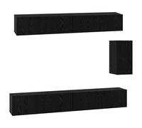 Qnhdfrt Meuble TV mural 3 pièces - Aspect chêne noir - 100 x 30 x 30 cm - Ensemble de meubles de salon moderne avec espace de rangement et design peu encombrant pour téléviseur
