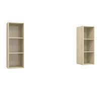 Qnhdfrt Meuble TV Mural Lot de 2 Éléments de Meuble de Salon Suspendu Horizontaux ou Verticaux en Bois dIngénierie Chêne Sonoma Buffet Flottant pour Écran Plat Meubles de Rangement 37x37x107 cm