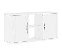 Qnhdfrt Meuble TV ODDA Blanc 79x24x40 cm en Bois de Pin Massif - Petit Buffet Bas de Salon Compact avec Porte et Rangement pour Décodeur, Console, Livre et Décoration - Style Rustique Chic